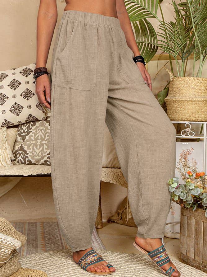 Sky Blue Leisure Cotton Blend Drawstring Harlan Pants