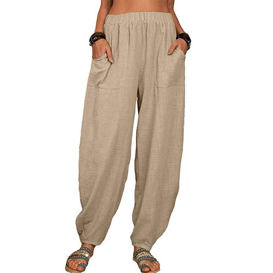 Khaki Cotton Blend Harlan Pants - 131435