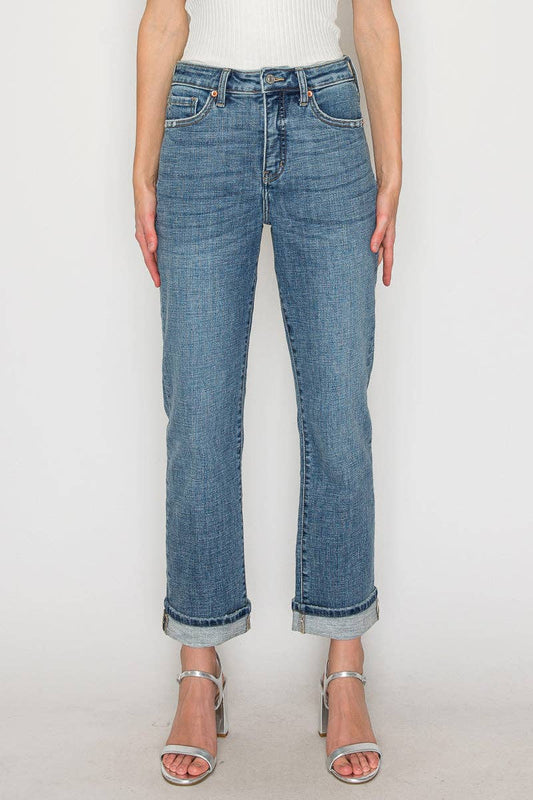Blue Denim Tummy Control Slim Straight Jeans-132010