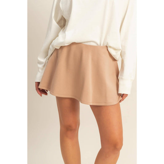 Black / Beige Flirty Double Knit Mid Waist Skort