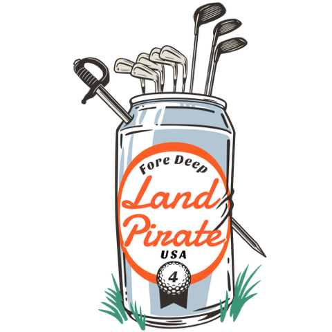 LP The 'Fore Deep': Beer Can Golf Bag Slate Blue Tee Shirt