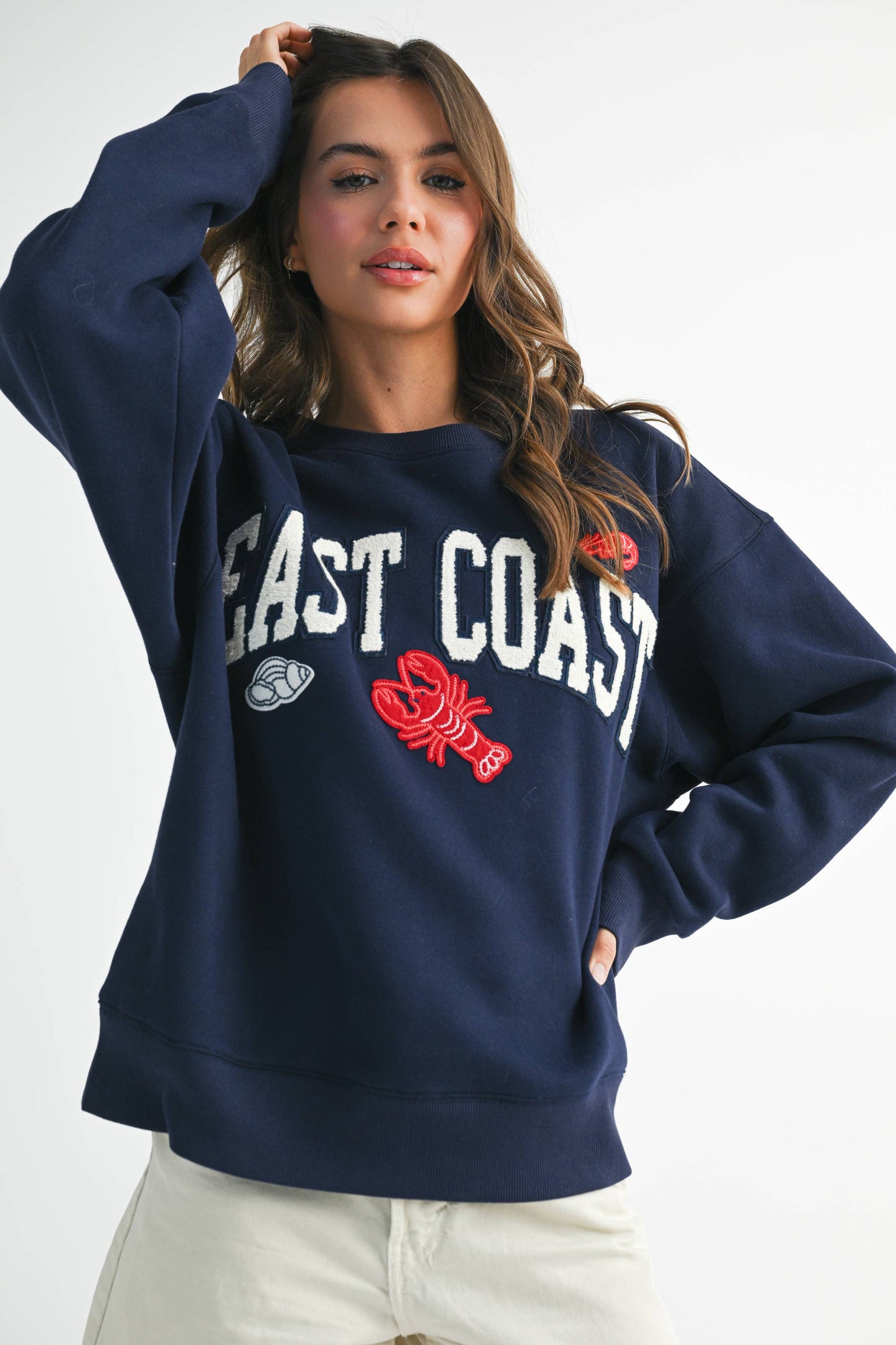 East Coast New England Graphic Fleece Oversized Pullover