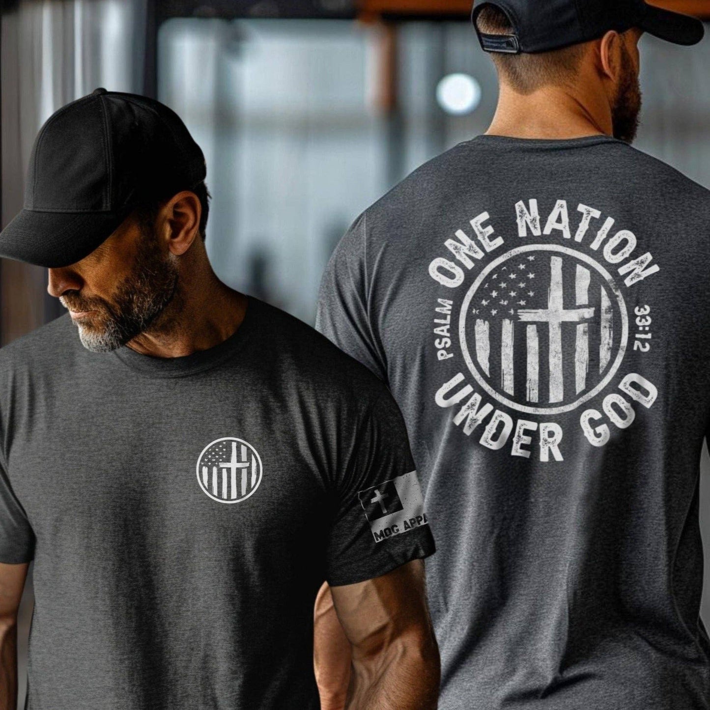 Slate Grey 'One Nation Under God' Cross Inspirational Tee