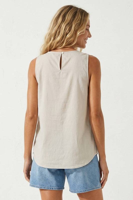 Stone Buckle Strap Button Up Tank - 189739