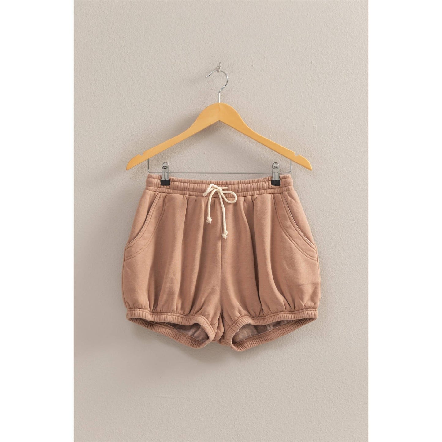 Drawstring Waist Bubbled Hem Shorts