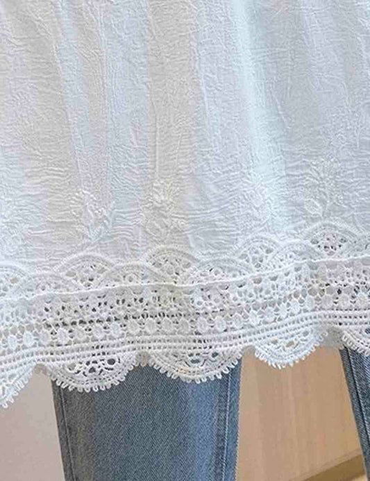 White Lace Embroidery String Shoulder Cami Top-188788
