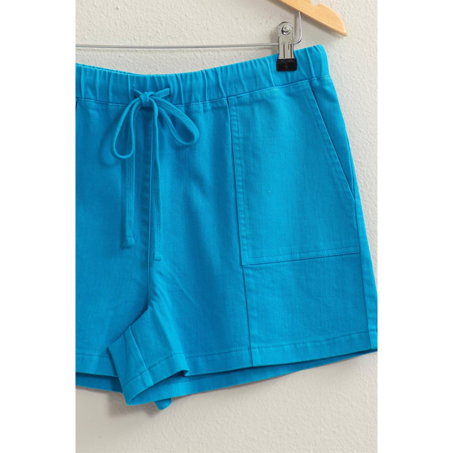 Vibrant Blue Patch Pocket Drawstring Shorts