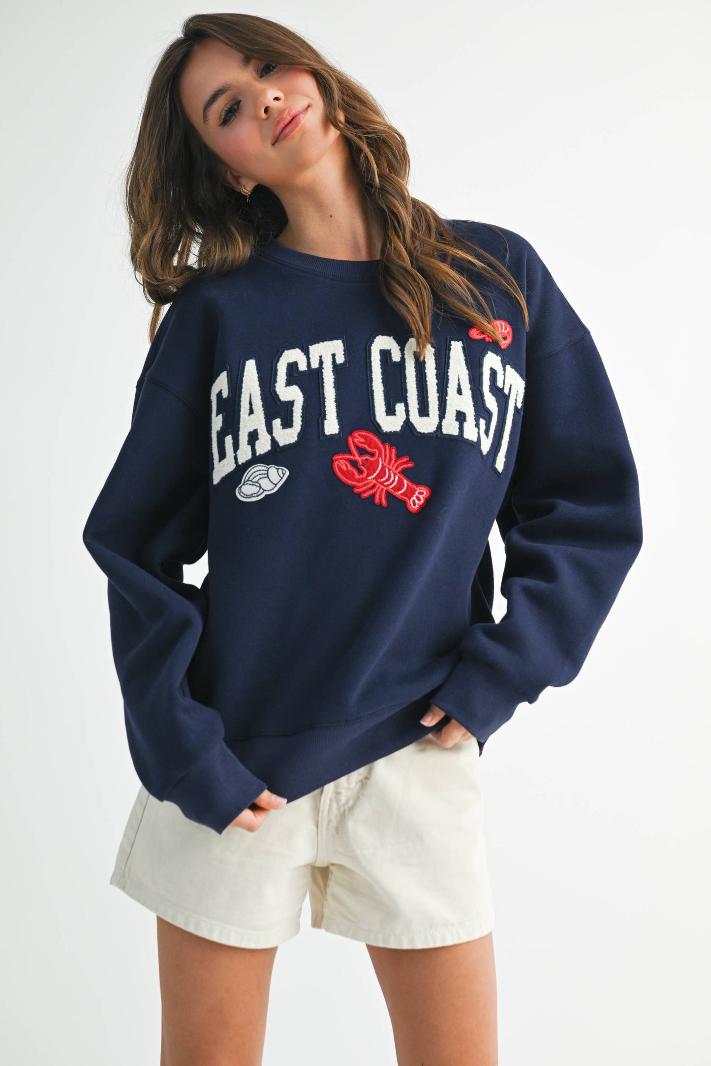 East Coast New England Graphic Fleece Oversized Pullover