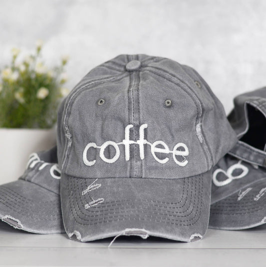 Grey Coffee Distressed Unisex Hat