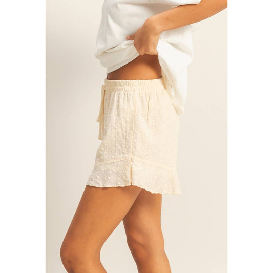 Eyelet Ruffle Hem Shorts