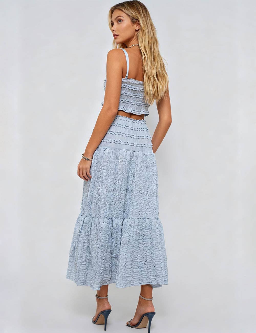 Misty Blue Romantic Ruffle Cami Top-183488