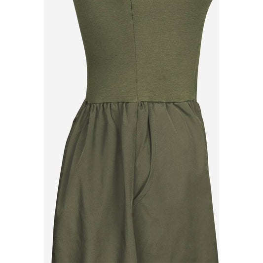 Olive Sleeveless Mock Neck Midi Dress - 137072