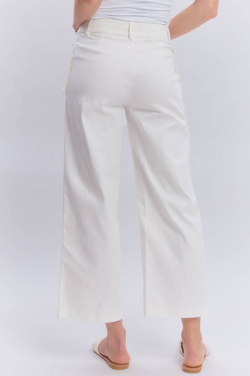 Off White Stretch Wide Leg Jeans-138001