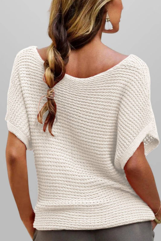 Apricot Knitted Crew Neck Baggy Short Sleeve Top