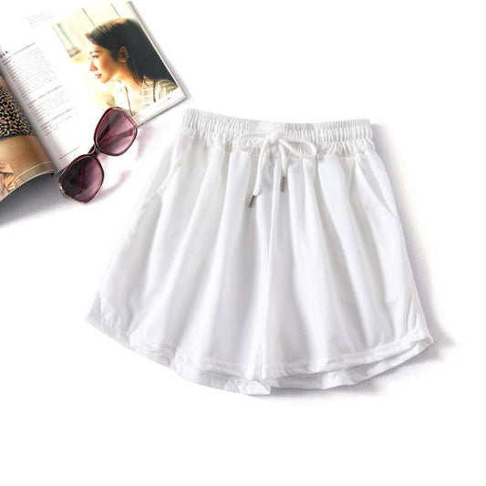 White Athleisure Sweat Shorts-112986