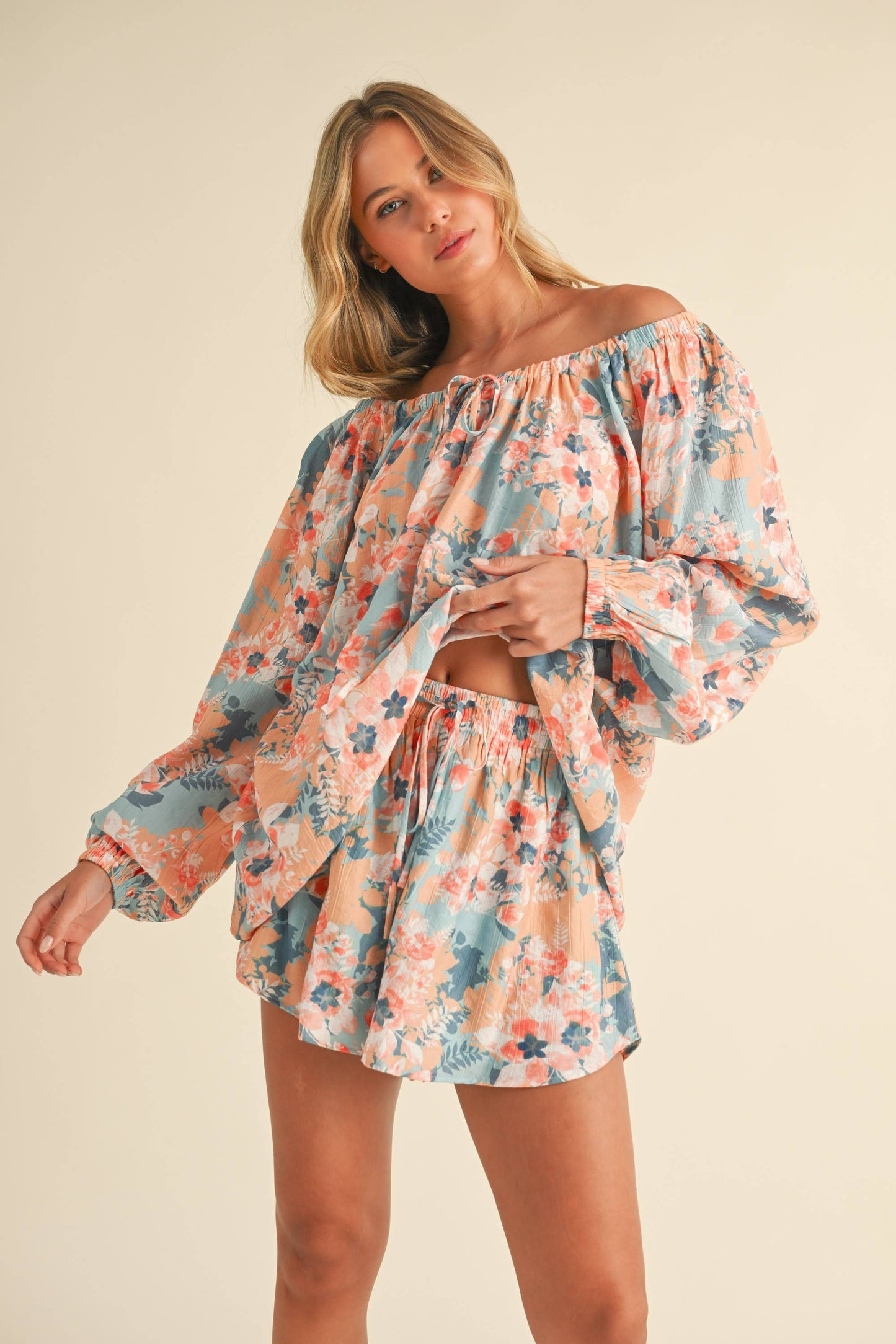 Flowy Floral Print Brunch Short Set
