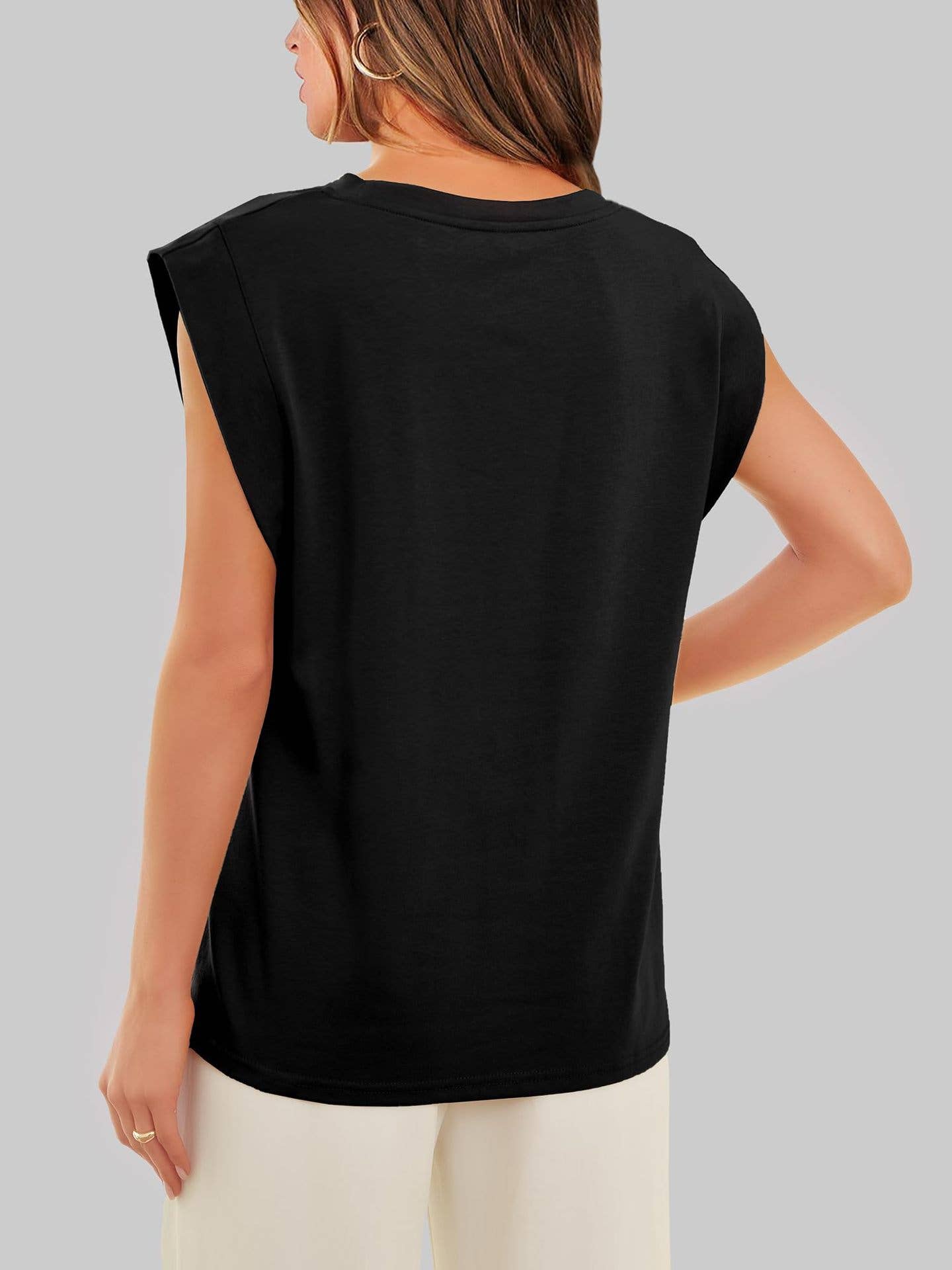 White / Black Round Neck Square Fit Loose Tank Top