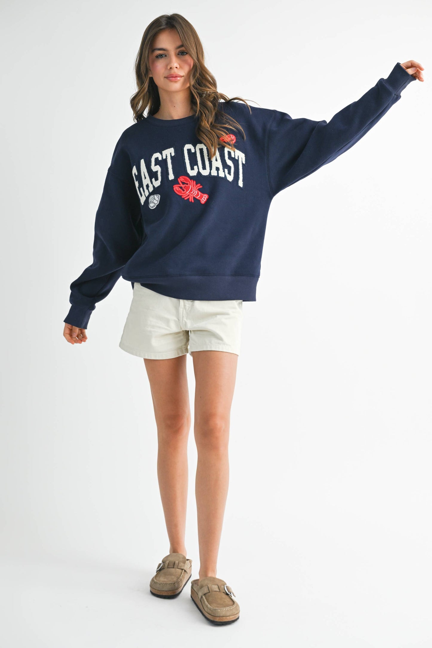 East Coast New England Graphic Fleece Oversized Pullover