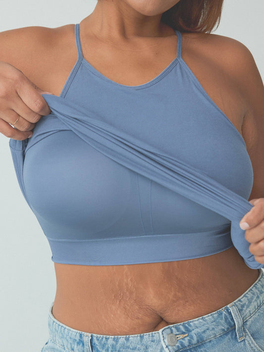 Slate Blue High Neck Ribbed Brami Tank