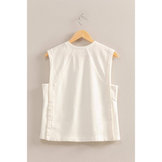 Round Neck Sleeveless Boxy Cotton Top