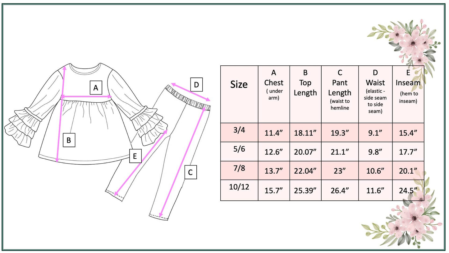 Sage Green 3 Ruffles Cotton Shirt & Floral Leggings Set