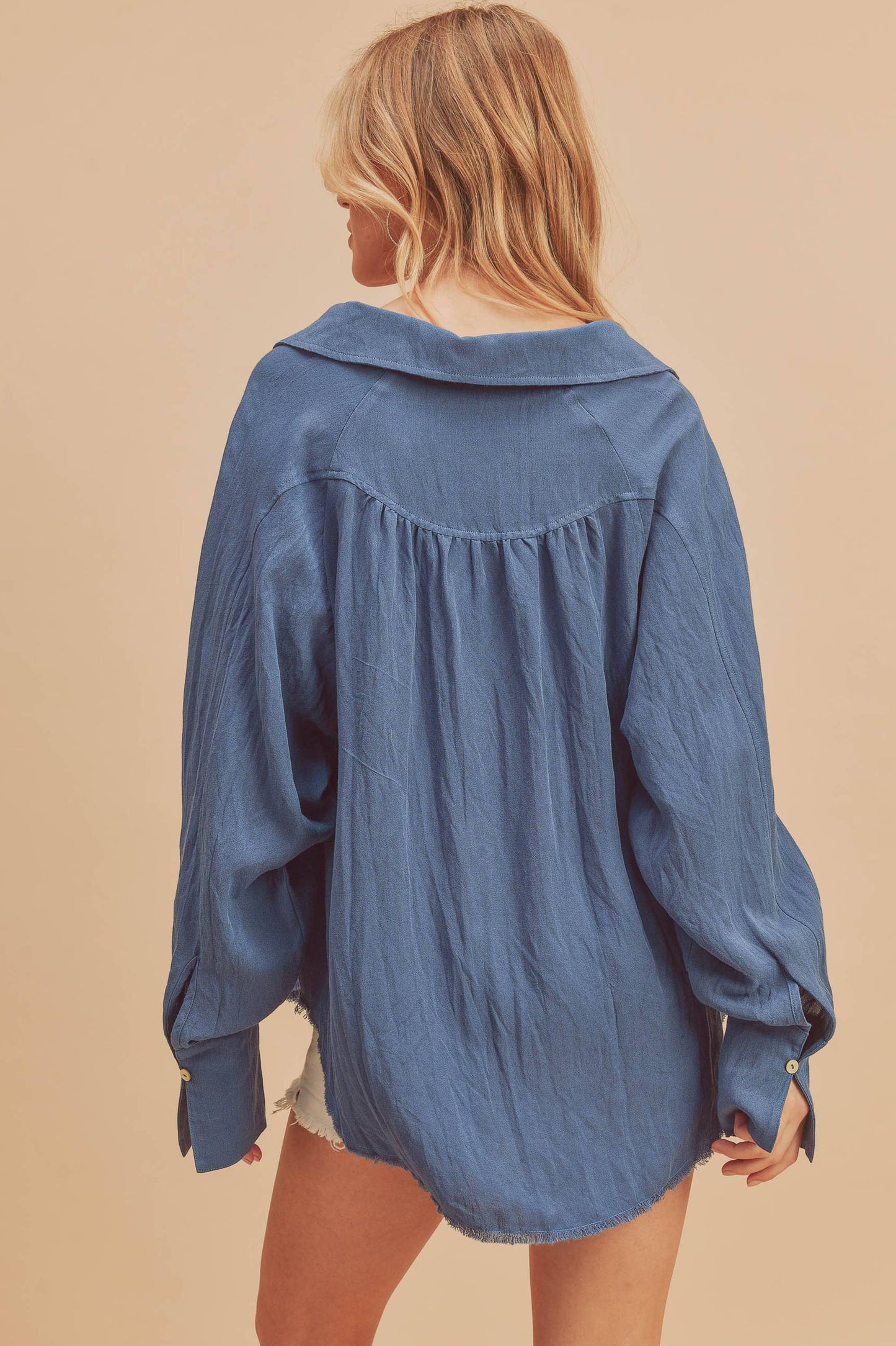 Blue Mara French Cuff Button Down Shirt