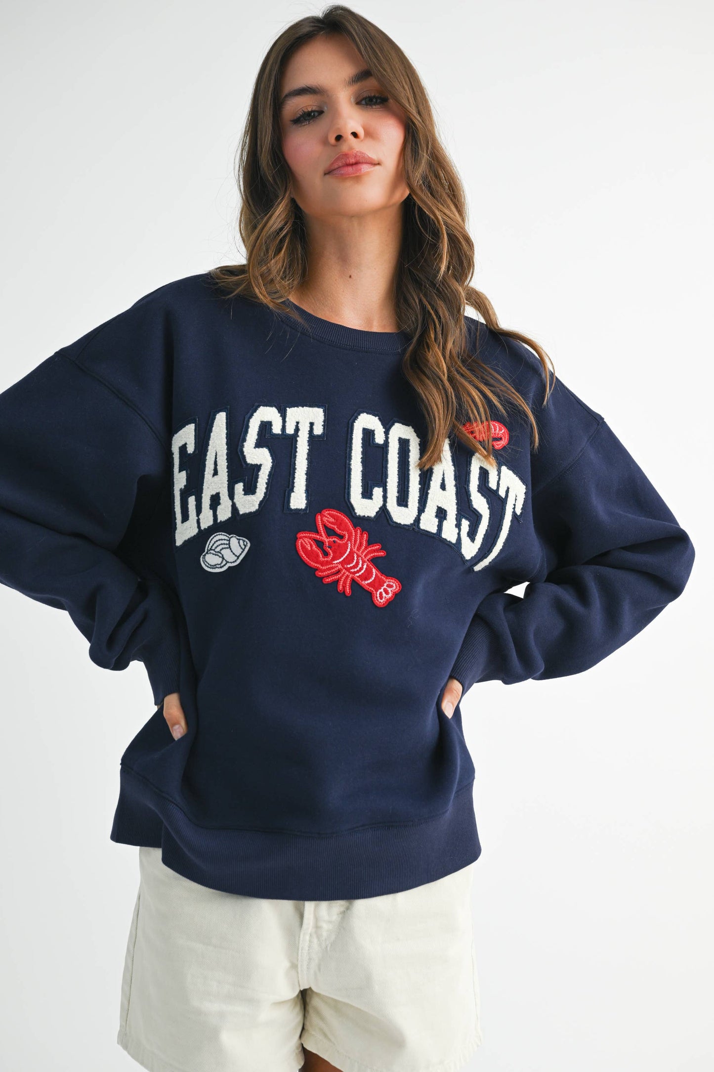 East Coast New England Graphic Fleece Oversized Pullover