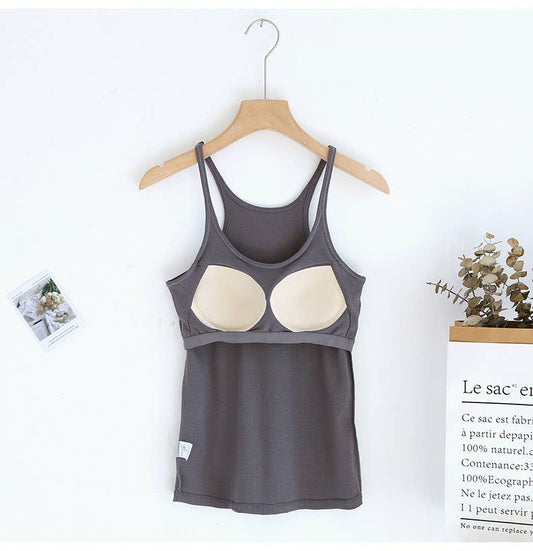 Dark Grey Athleisure Shelf Bra Tank Top-184403