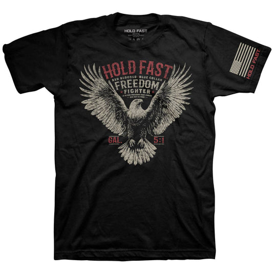 Black Hold Fast 'Freedom Fighter Eagle' Mens T-Shirt-105218