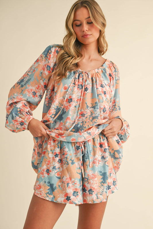 Flowy Floral Print Brunch Short Set