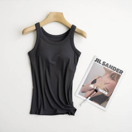 Navy / Black / White The Essential Ribbed Soft tank top w Built in Bra