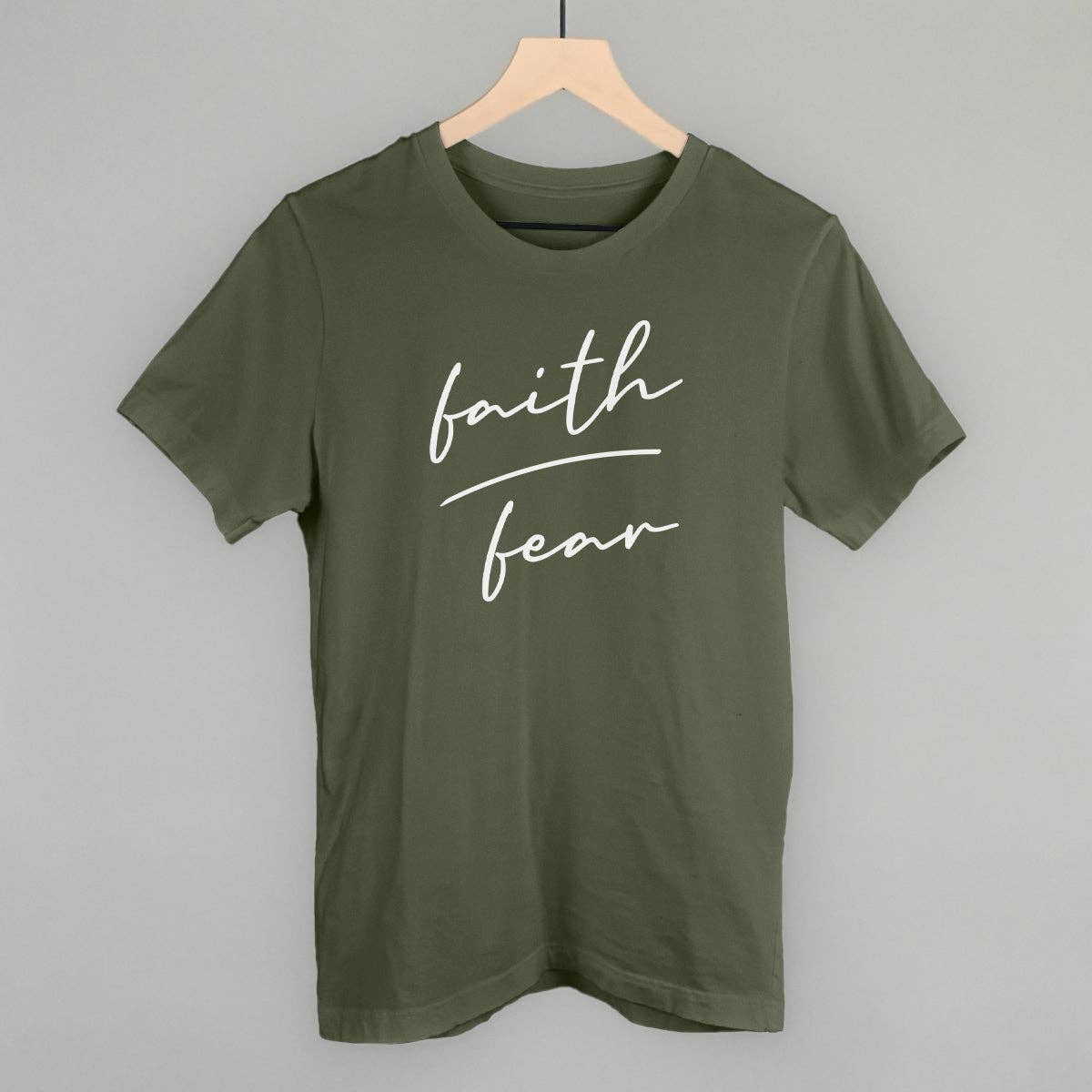 Military Green 'Faith Over Fear" Tee-106412