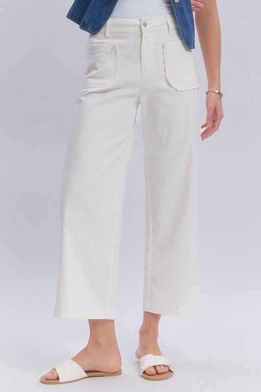 Off White Stretch Wide Leg Jeans-138001