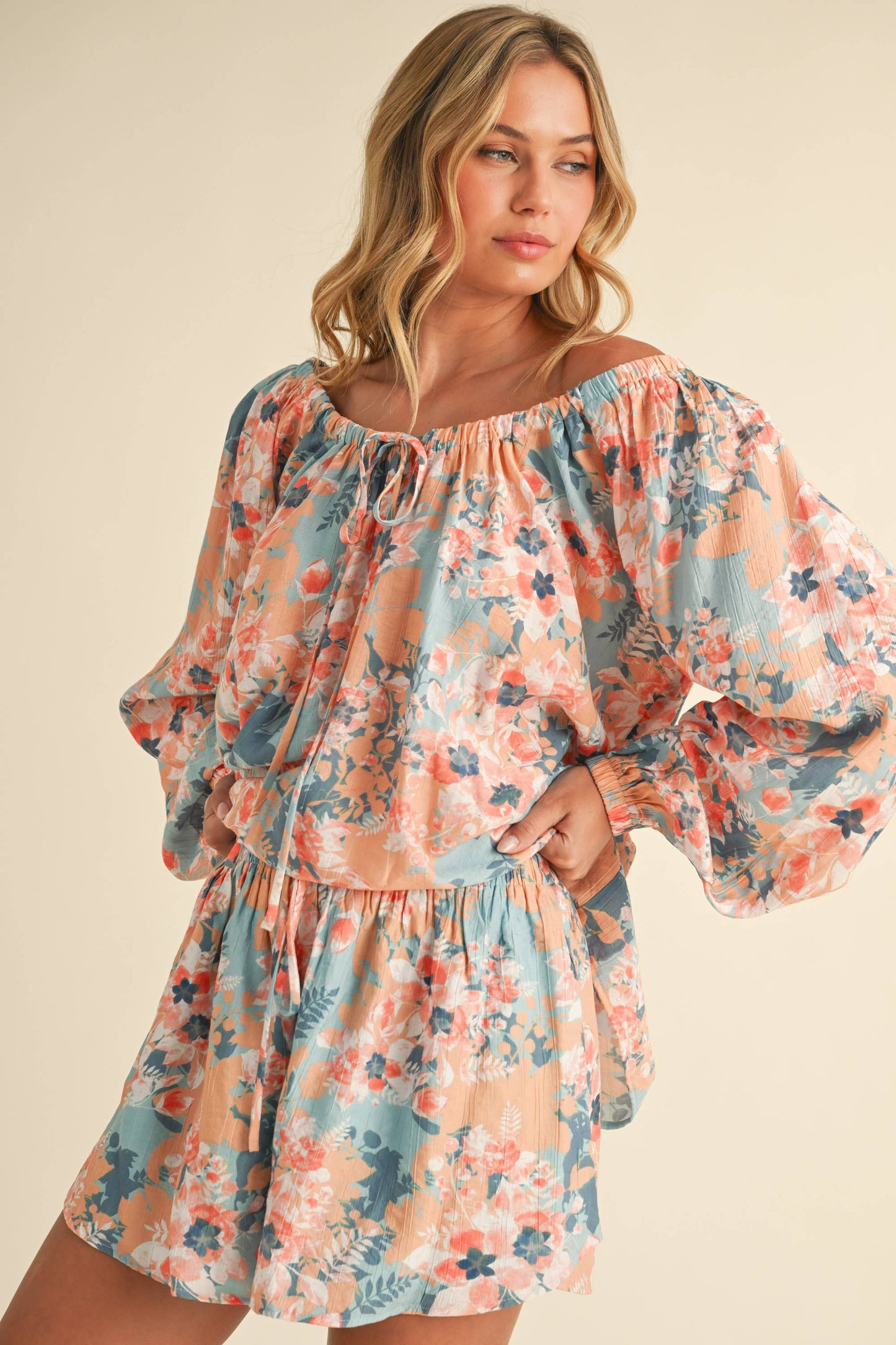 Flowy Floral Print Brunch Short Set