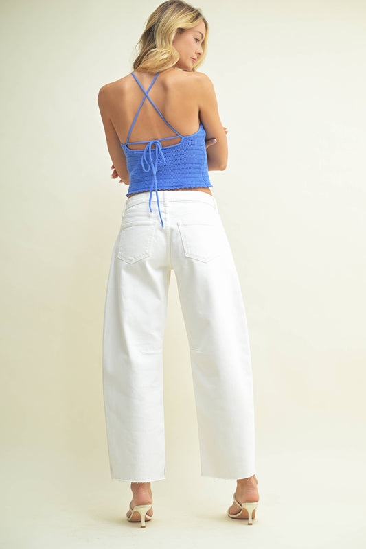 White Mid Rise 'Boyfriend Fit' Jeans - 130408