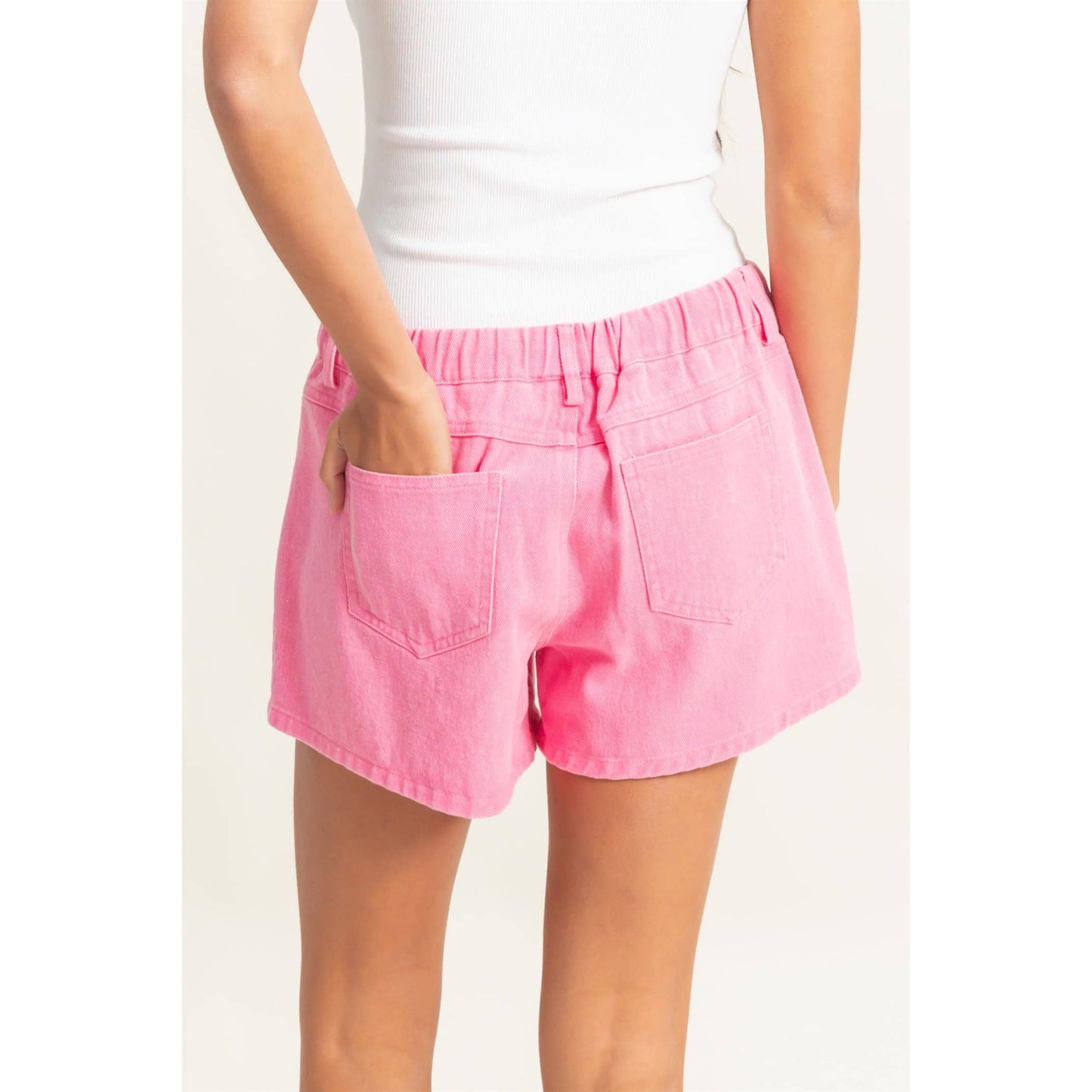 Cute Pink Pocked Detail Summer Shorts