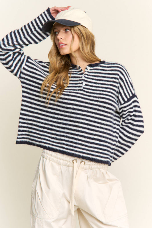 Navy Striped Pullover Sweater - 151132