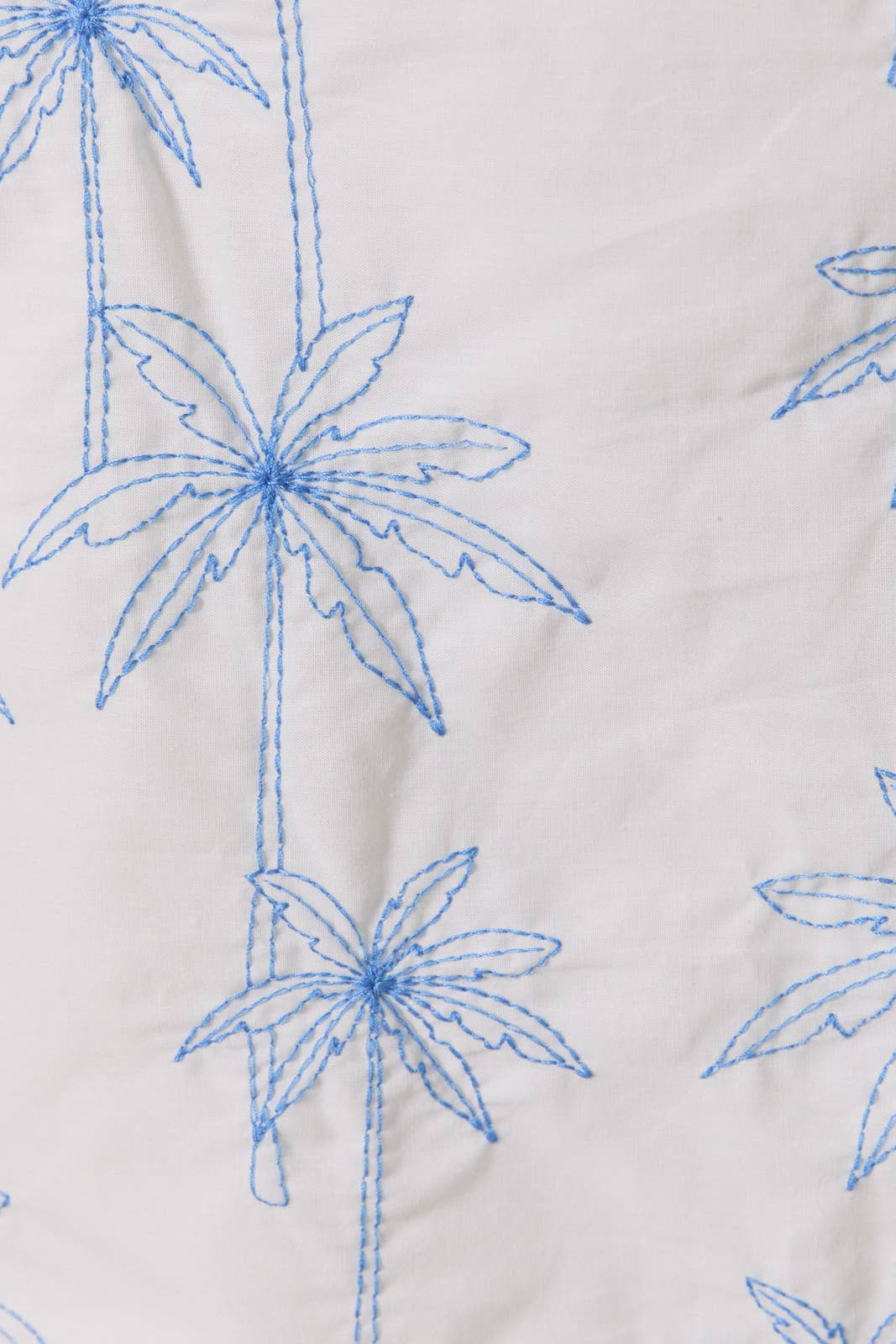 White w/ Blue Palm Trees Embroidred Detail Shorts-118027