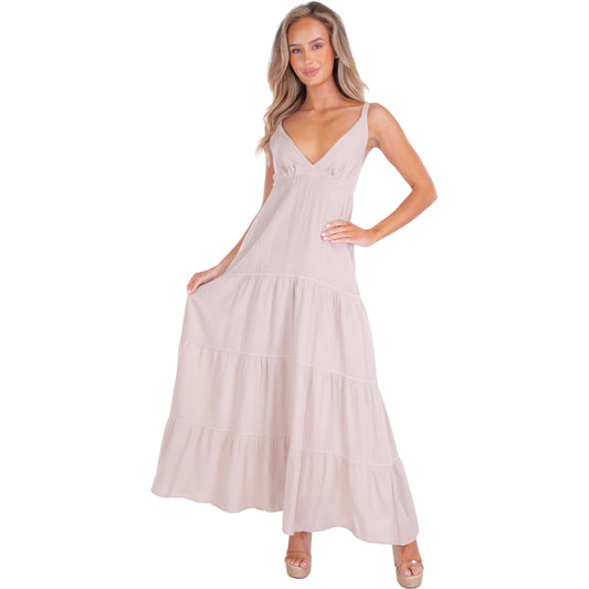 Baby Beige Flirty Cotton Maxi Dress