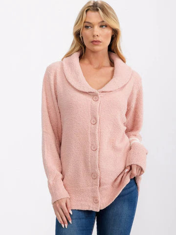 Blush Long Sleeve Button Down Closure Cardigan Sweater