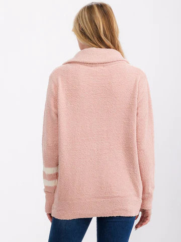 Blush Long Sleeve Button Down Closure  Cardigan Sweater