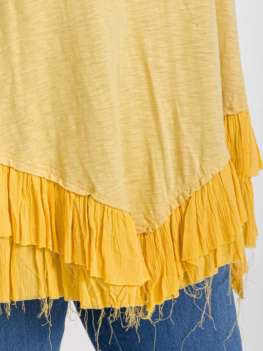 Ruffled Raw Edge Tiered Tank Top