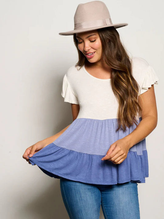 Flirty Blue Tiered Tunic Top