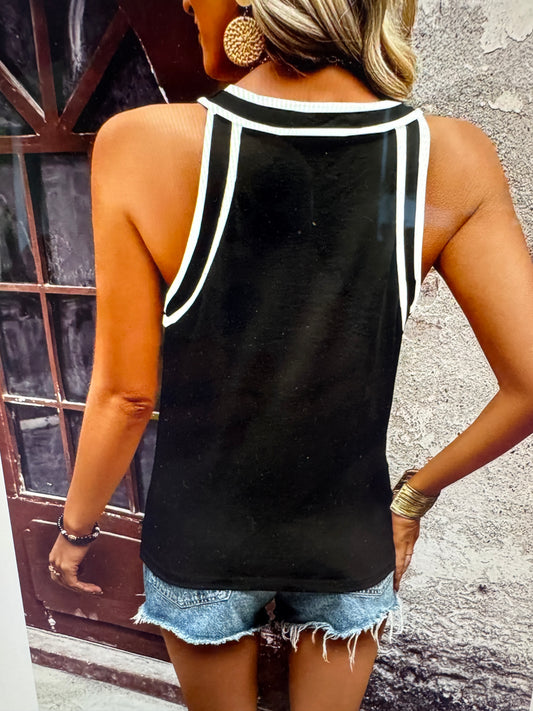 Black and White Racer Long Tank