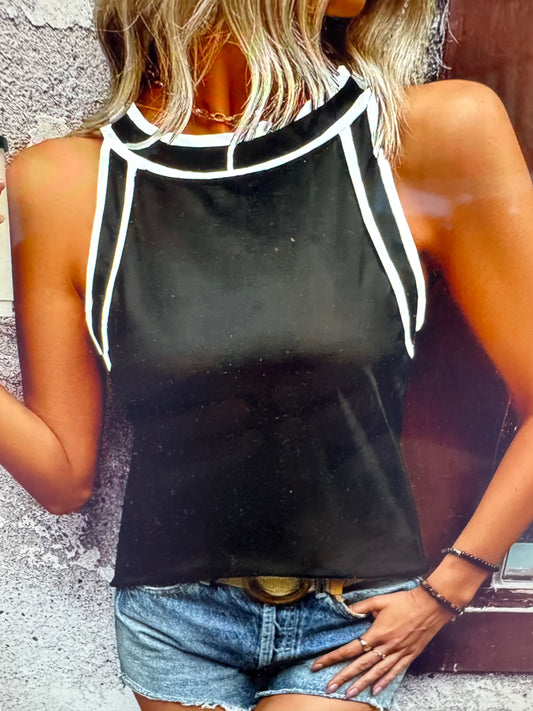 Black and White Racer Long Tank