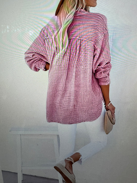 Pretty in Pink Cotton Button Detail Top-141003