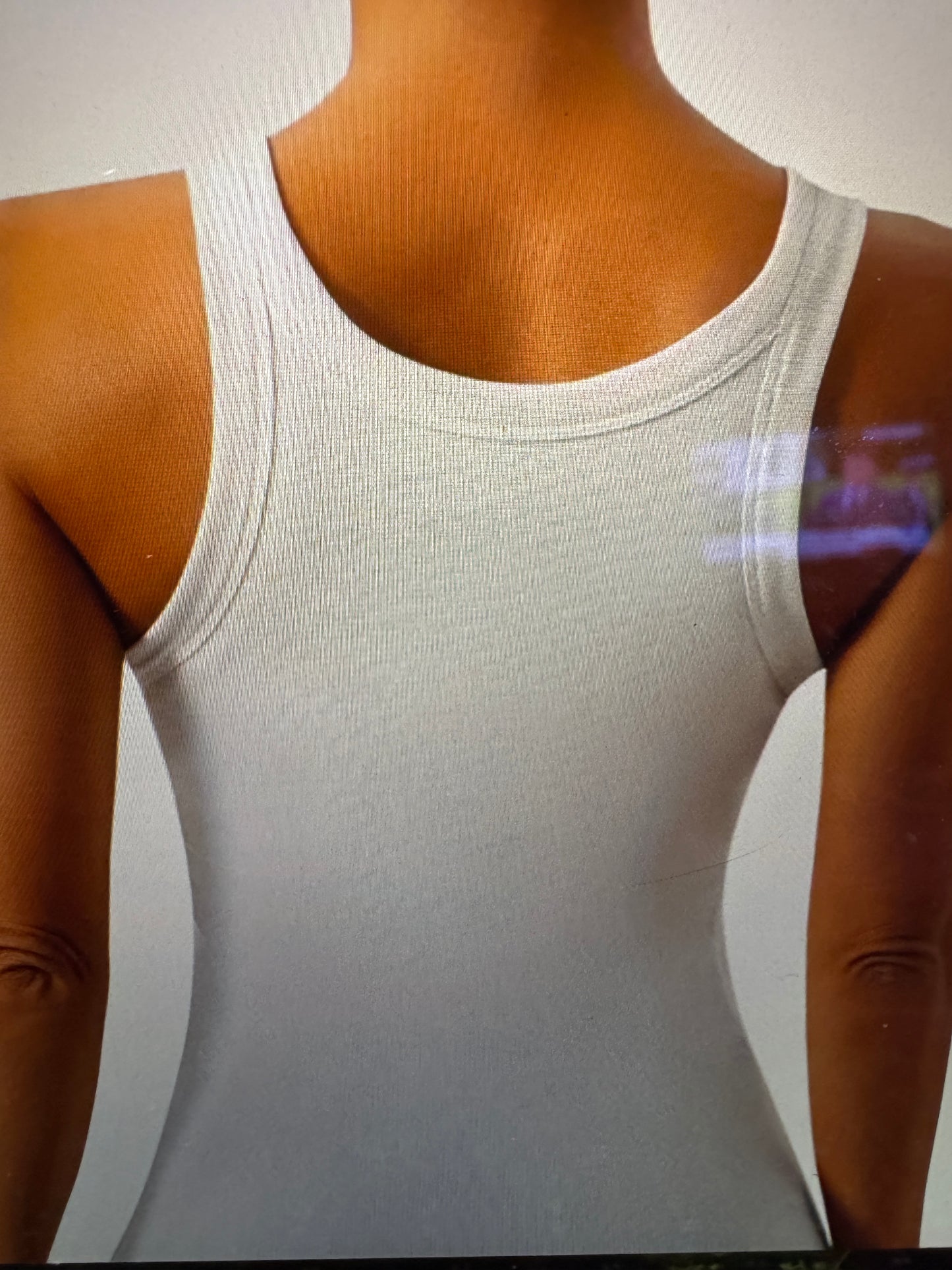 Ribbed U Neck Tank Black / White