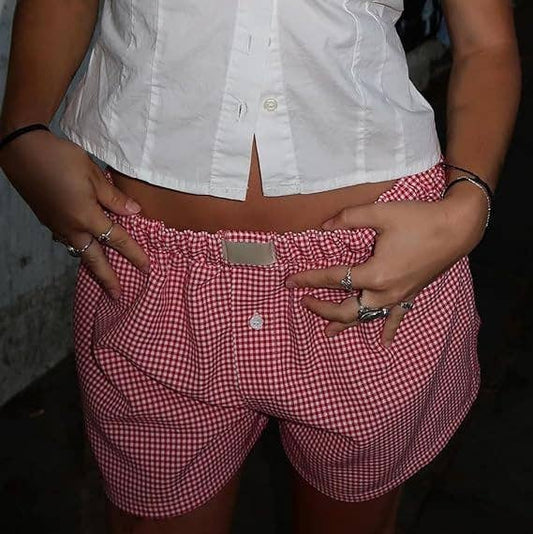 Red Easy Cozy Gingham Boxer Shorts