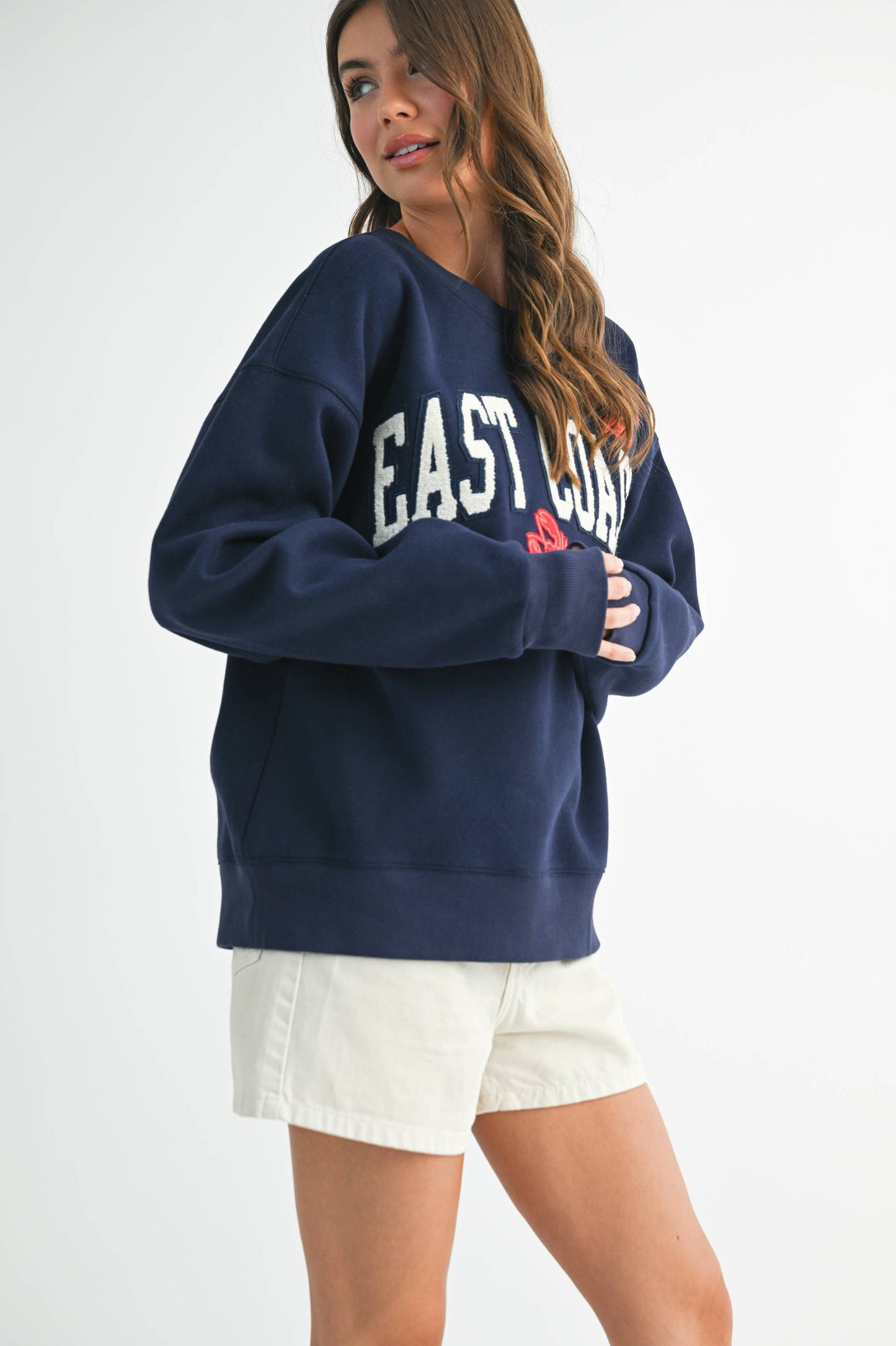 East Coast New England Graphic Fleece Oversized Pullover