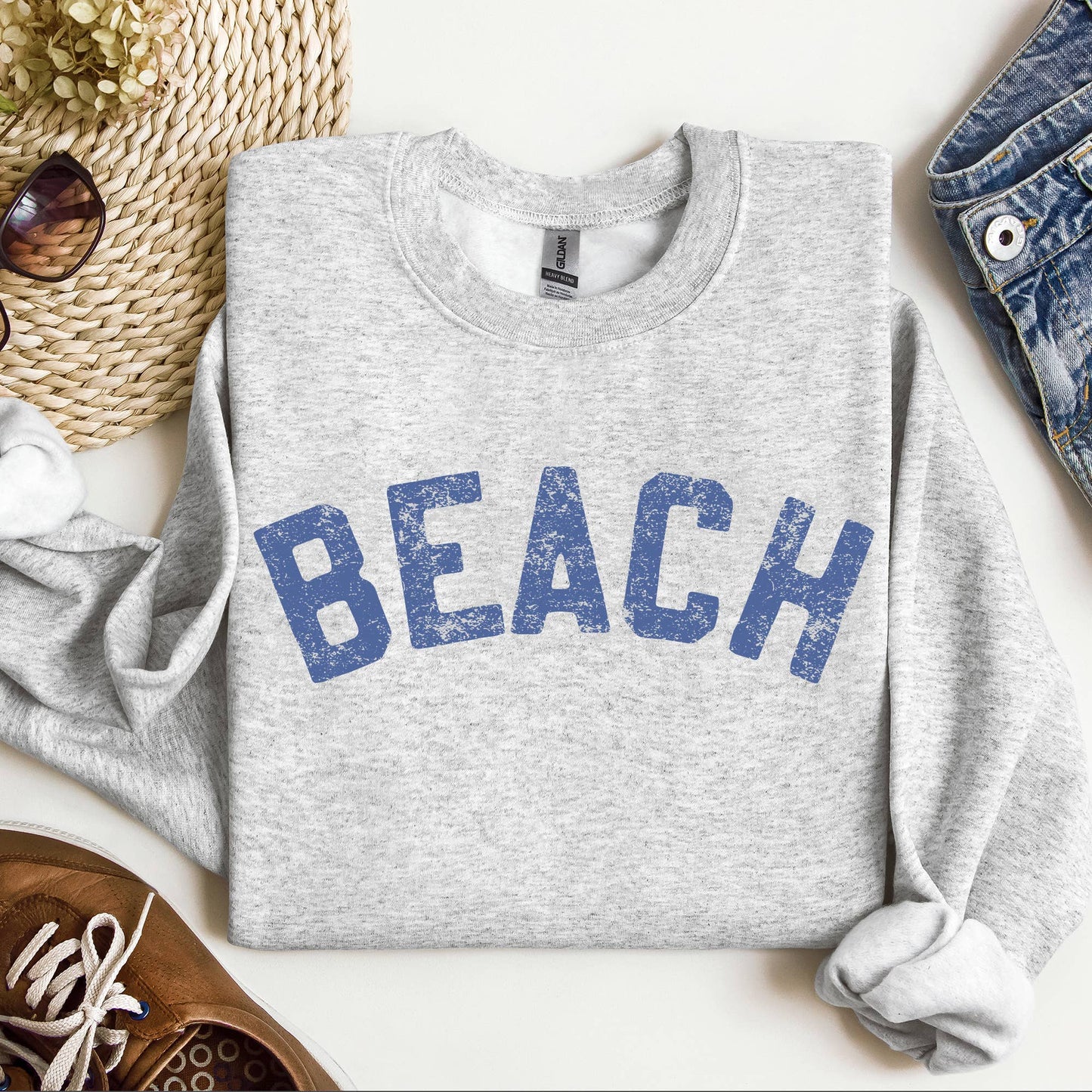 Ash Grey 'Beach' Oversized Sweatshirt-10012